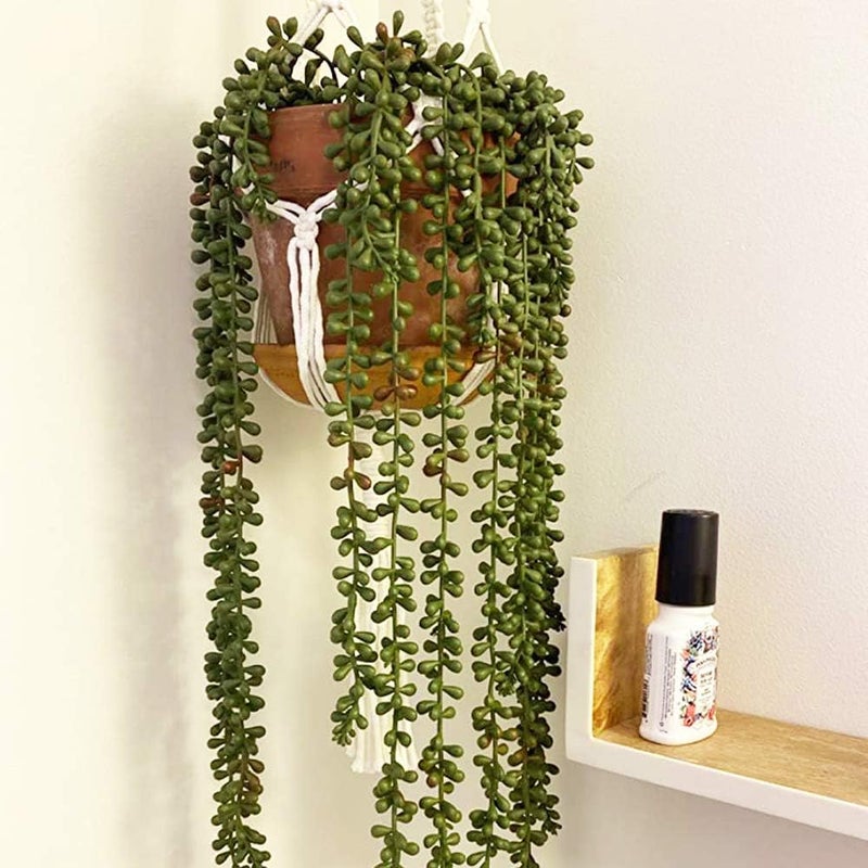 Antspirit Artificial Succulents Hanging Plants 3pcs Artificial Fake String of Pearls Hanging Plant for Wall Home Garden Decor - Image 3