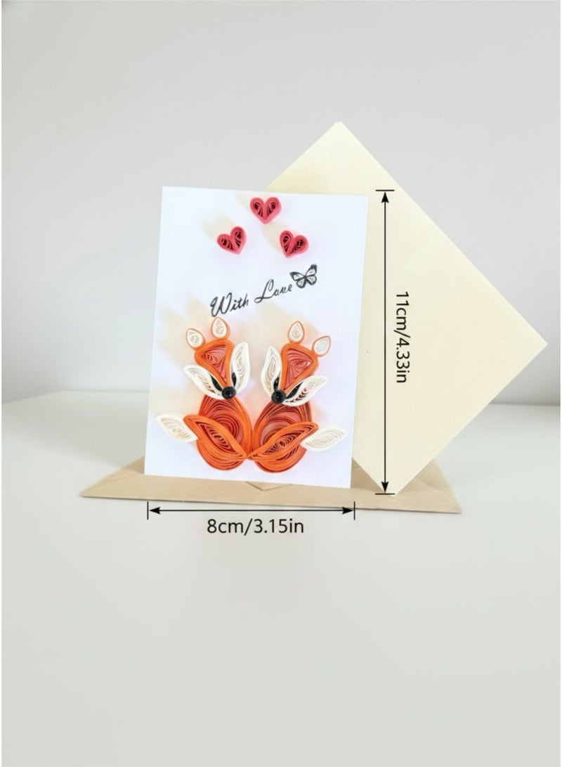 Romantic Love Handmade Greeting Card, Cute Fox Couple Design, Perfect Gift for Couples, Anniversary and Special Celebrations - Image 2