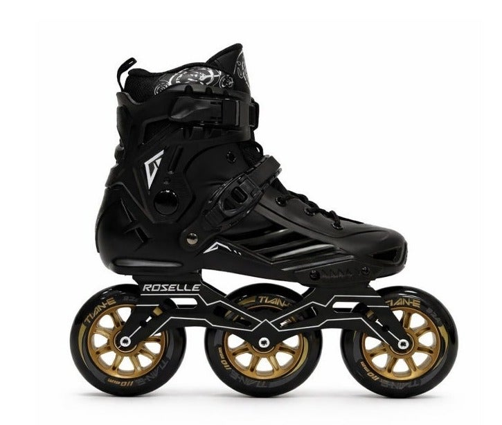 ROSELLE Professional Inline Skates with 3×110mm PU Wheels, ABEC-9 Bearings, Adjustable Buckle & Lace System, Durable Hard Shell Fitness Roller Skates for Adults - Image 1