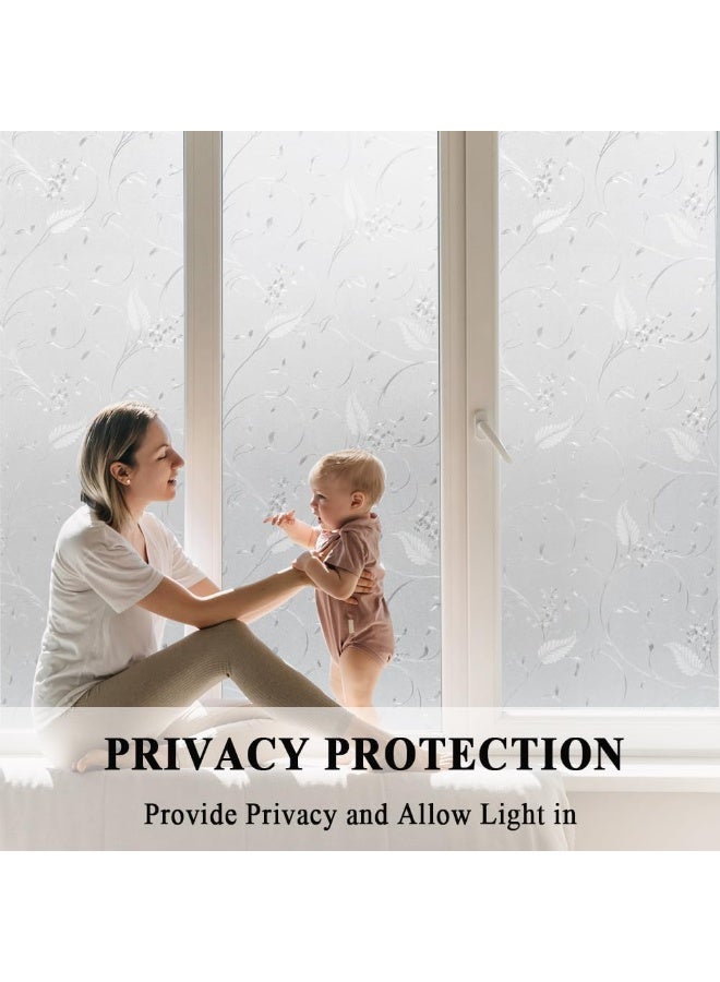 Mikomer Privacy Window Film Etched Flowers Static Cling Glass Door Film Non Adhesive Heat Control Anti UV Window Cling for Office and Home Decoration35 inches by 118 inches - Image 4