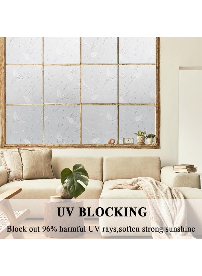 Mikomer Privacy Window Film Etched Flowers Static Cling Glass Door Film Non Adhesive Heat Control Anti UV Window Cling for Office and Home Decoration35 inches by 118 inches - Image 3