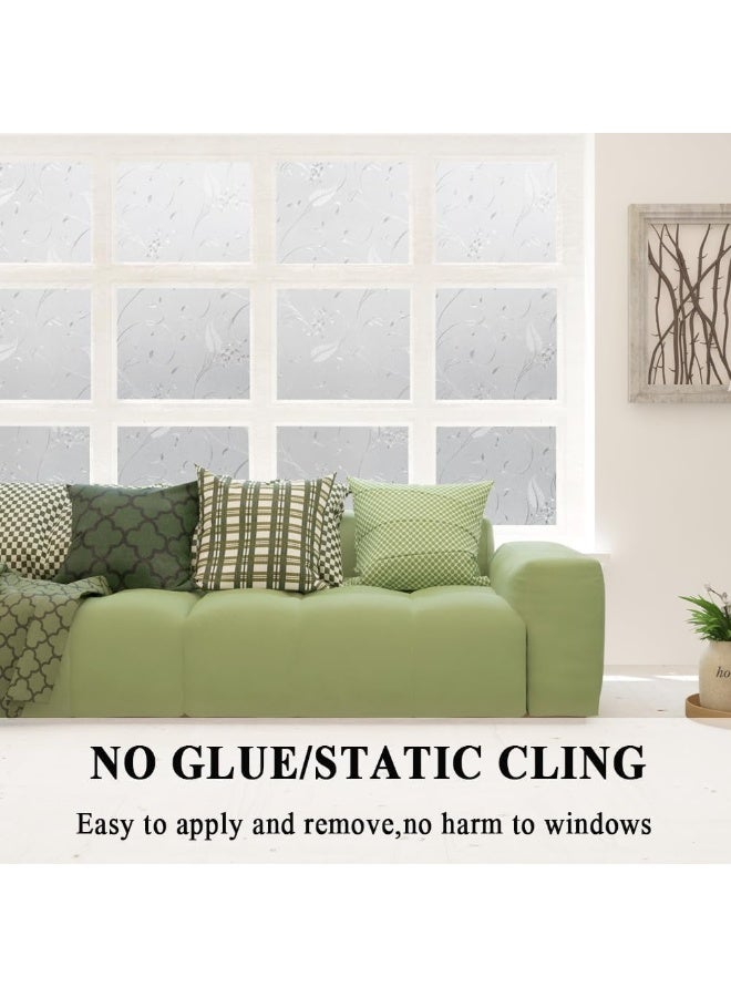Mikomer Privacy Window Film Etched Flowers Static Cling Glass Door Film Non Adhesive Heat Control Anti UV Window Cling for Office and Home Decoration35 inches by 118 inches - Image 5