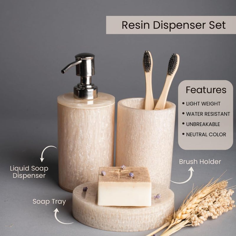 The Hamper Exchange Bath Dispenser Set Luxury Bathroom Accessories Set for a Modern Bath Experience Stylish Liquid Soap Dispenser and Toothbrush Holder Luxury Gift Accessory for Bathroom - Image 3