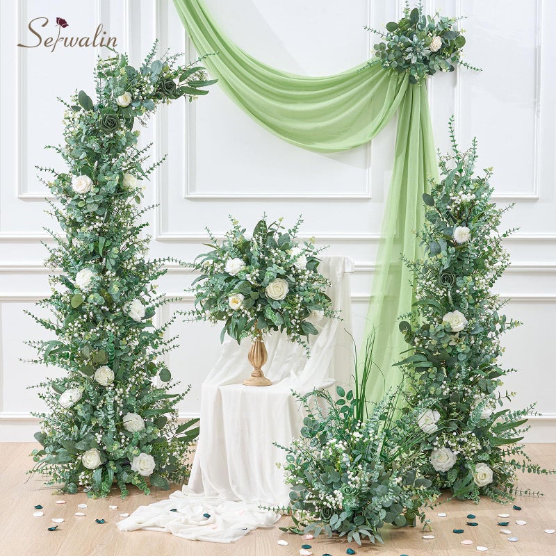 Serwalin 180 Pcs 7 Kinds Mixed Artificial Eucalyptus Greenery Stems Bulk, Baby Breath Flowers Artificial with Faux Leaves Picks for DIY Bouquets Wedding Floral Centerpieces Vase Table Home Decor - Image 4