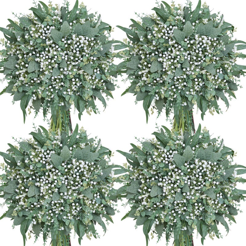 Serwalin 180 Pcs 7 Kinds Mixed Artificial Eucalyptus Greenery Stems Bulk, Baby Breath Flowers Artificial with Faux Leaves Picks for DIY Bouquets Wedding Floral Centerpieces Vase Table Home Decor - Image 1