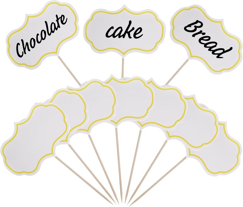 Rbenxia 50 Pieces Cheese Markers for Charcuterie Board Buffet, Food Labels Tags Blank, Toothpick Appetizer Signs, Chalkboard Cupcake Toppers Picks for Wedding Birthday Party Decor - Image 1