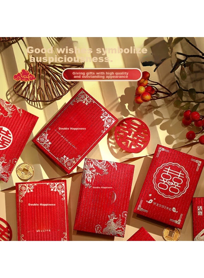 Green Reed Qingwei Wedding Red Envelopes With "double Happiness" Character, 30 Pieces, For Greeting Parents, Door-blocking, Wedding Celebration Supplies, Mini Mixed "double Happiness" Style - Image 2