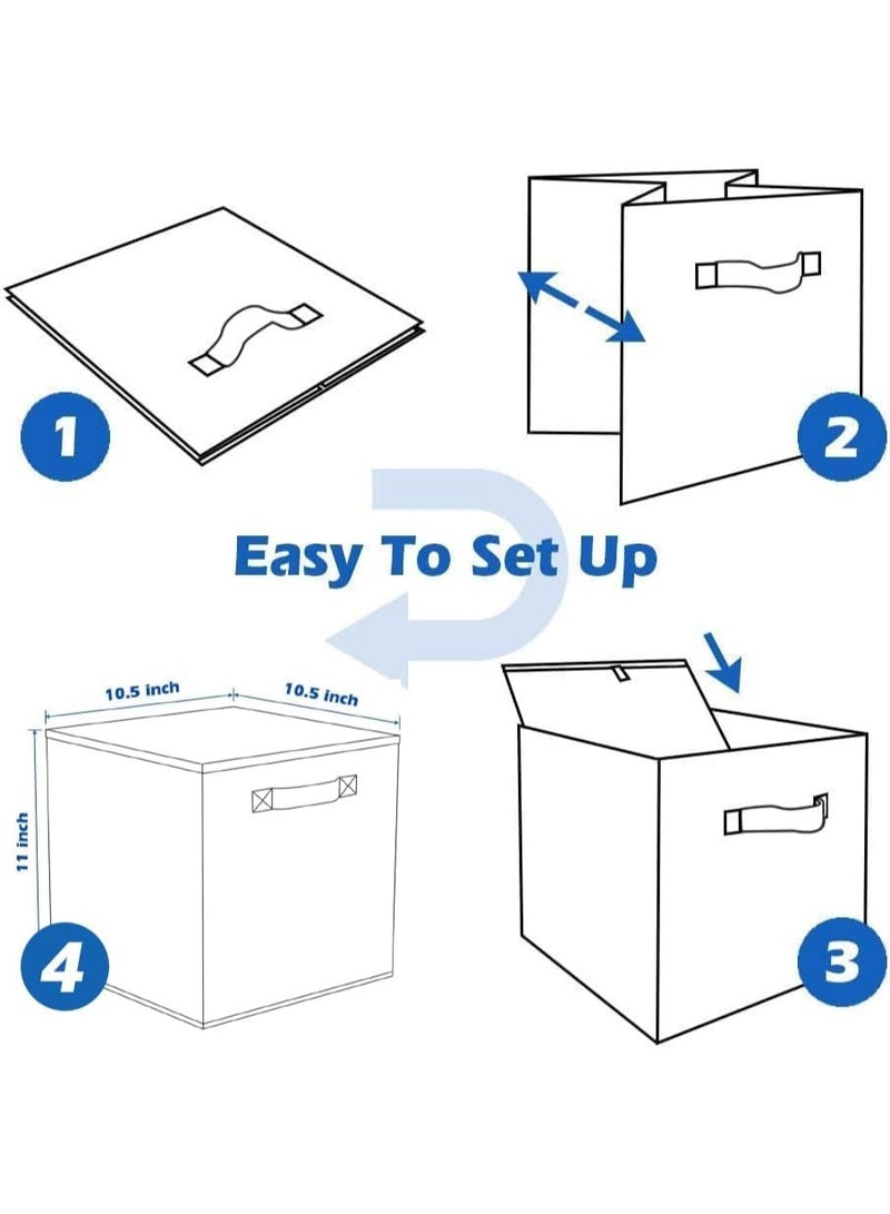 Six dark gray foldable fabric square storage boxes with handles, measuring 27×27×28 cm. - Image 5