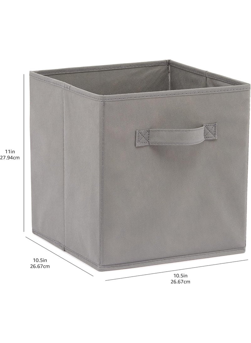 Six dark gray foldable fabric square storage boxes with handles, measuring 27×27×28 cm. - Image 4