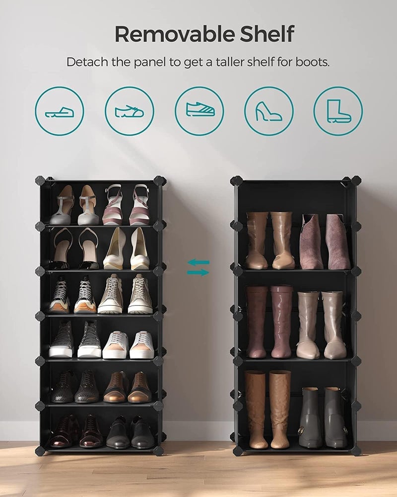 Zemic 𝟏𝟎 𝐒𝐡𝐞𝐥𝐟 Shoe Rack Plastic & 𝐏𝐥𝐚𝐬𝐭𝐢𝐜 𝐒𝐡𝐨𝐞 𝐑𝐚𝐜𝐤 𝐟𝐨𝐫 𝐇𝐨𝐦𝐞 Storage Plastic Organizer with Door for Entryway, Chappal Slipper Sandals Stand【Black, 10-Shelf-5-Door】 - Image 3