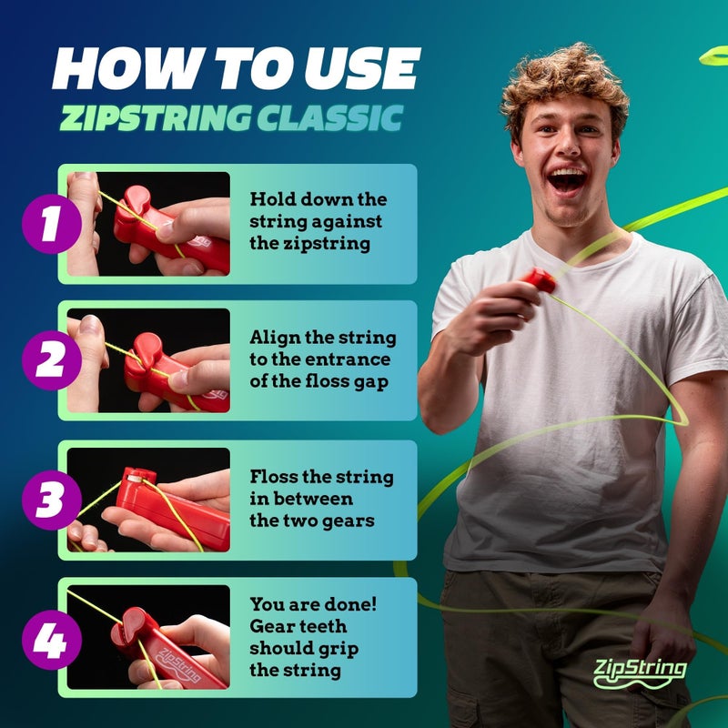 ZipString Original - As Seen on Shark Tank - Classic ZipString Rope Launcher Toy, Perfect for Kids & Adults - Fly a String Loop in The Air for Endless Tricks & Fun, Wonderment Awaits, Bodacious Blue - Image 4