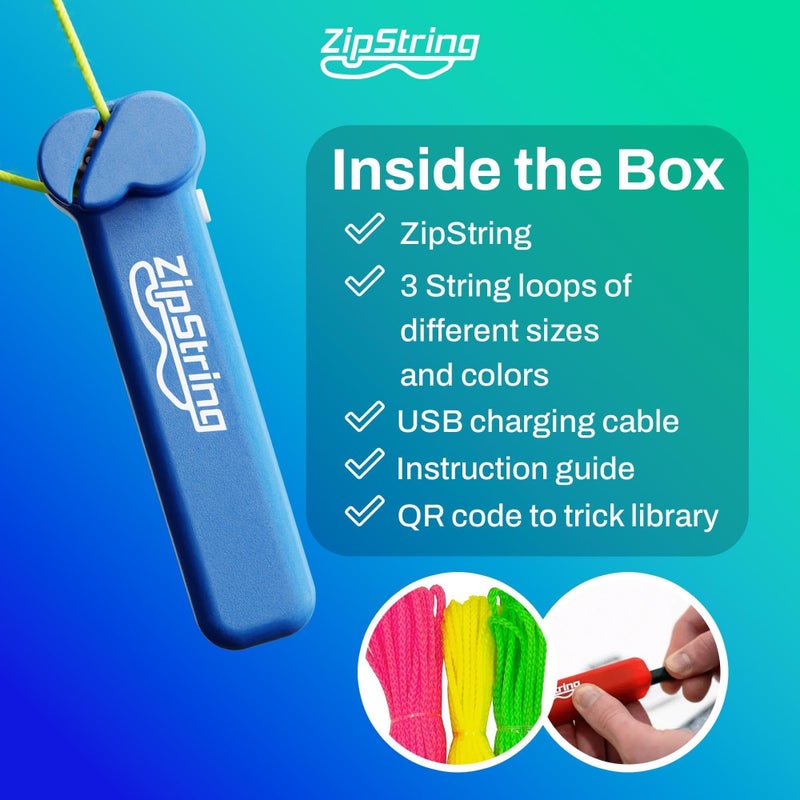 ZipString Original - As Seen on Shark Tank - Classic ZipString Rope Launcher Toy, Perfect for Kids & Adults - Fly a String Loop in The Air for Endless Tricks & Fun, Wonderment Awaits, Bodacious Blue - Image 3