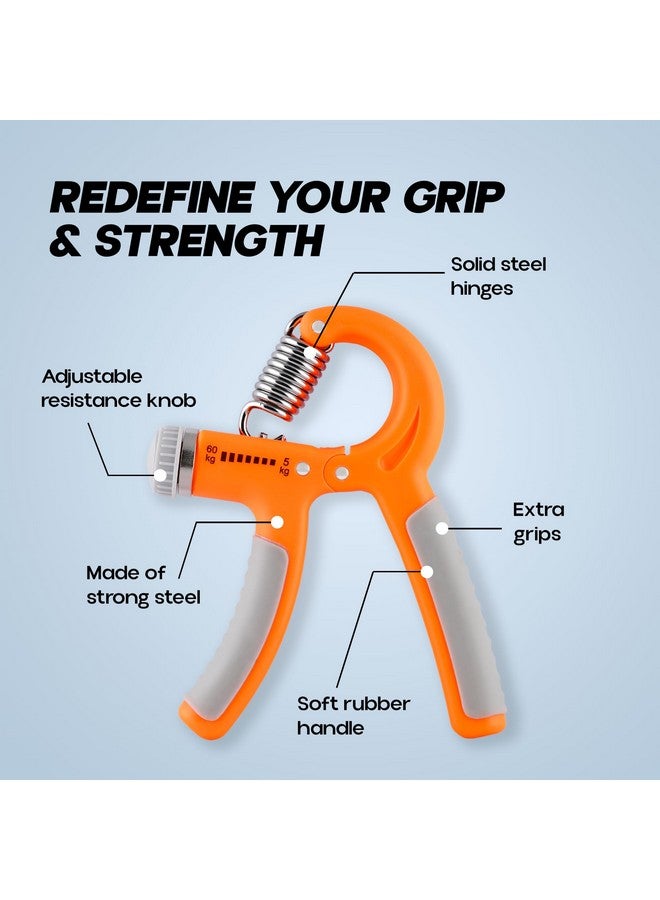 KONEX Adjustable Hand Gripper Strengthener For Men & Women | Hand Exercise Equipment For Home And Gym Workouts (Without Counter, Orange) - Image 3