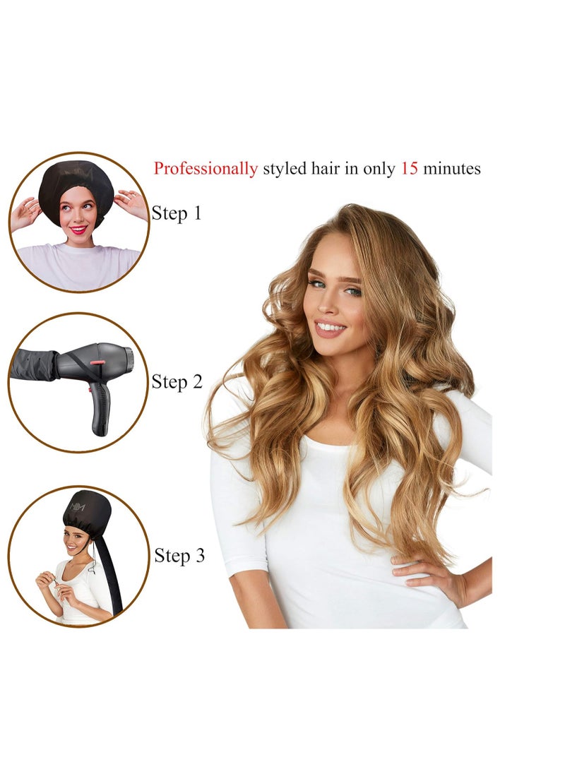 MBM Bonnet Hair Dryer Attachment-W/ 10 Silicone Hair Curlers-Extra Large Adjustable Soft Hooded Hair Dryer Bonnet With Extra Long Hose For Drying,Styling,Curling&Deep Conditioning Fits All Head&Hair Sizes  - Image 2