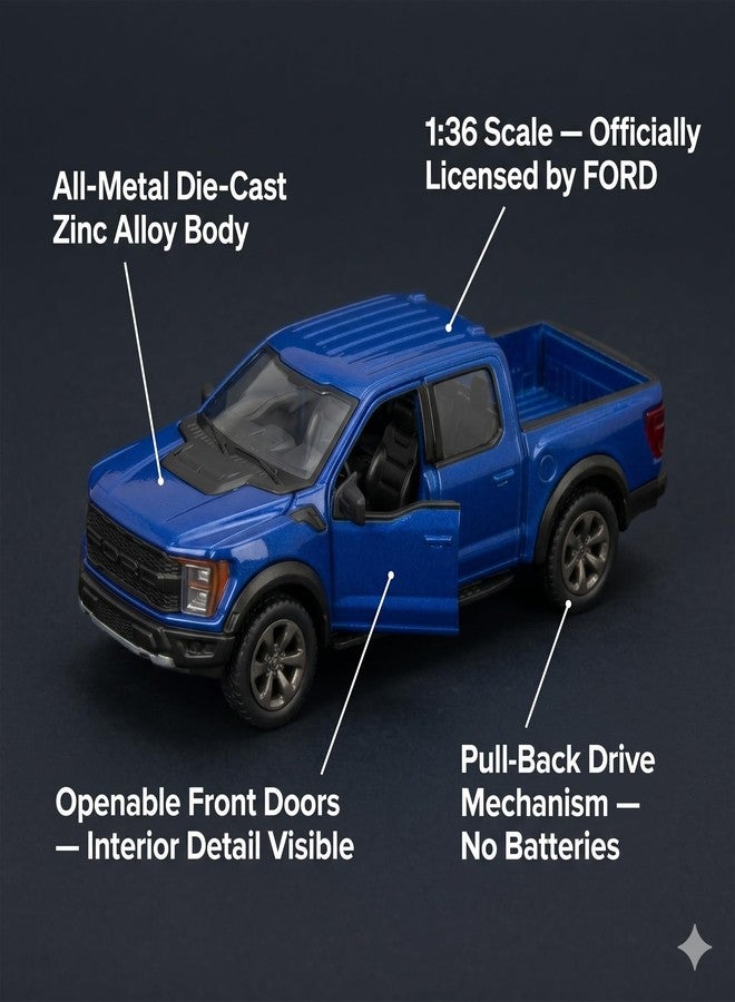 Wizplex Kinsmart Ford F-150 Raptor R 1:36 Scale Officially Licensed Die-Cast Metal Car Model — Pull-Back Action Openable Doors Pick-Up Truck Collectible Toy - Image 4