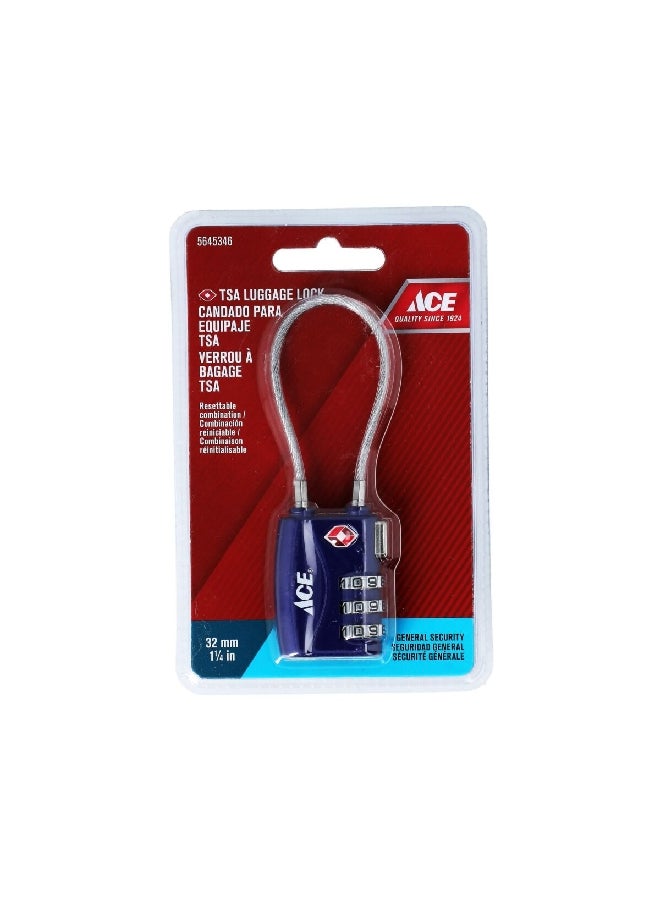 ACE 3 Dial Zinc TSA Luggage Lock Blue and Silver 30 mm 5645346