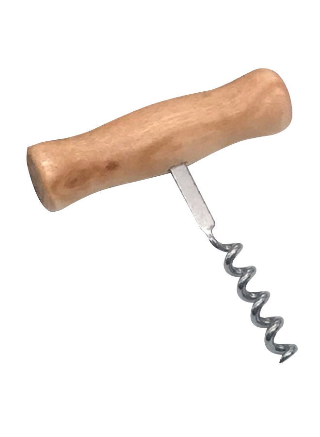 NIBEMINENT 5-Piece Household Wine Corkscrew With Wood Handle Brown/Silver 15 x 10 10centimeter