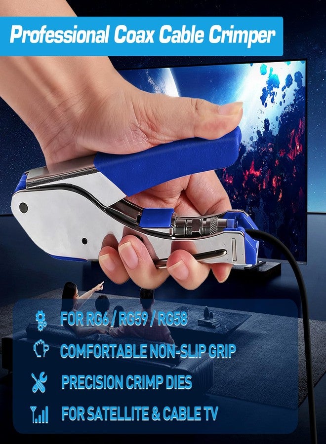 ZOERAX Coax Cable Crimper Kit for RG59 RG6, 3-in-1 Coaxial Tool Set, Includes Stripper & 20PCS F Connectors, Compatible with RG11/RG7, for Satellite TV, Home Theater & Network Cabling - Image 5