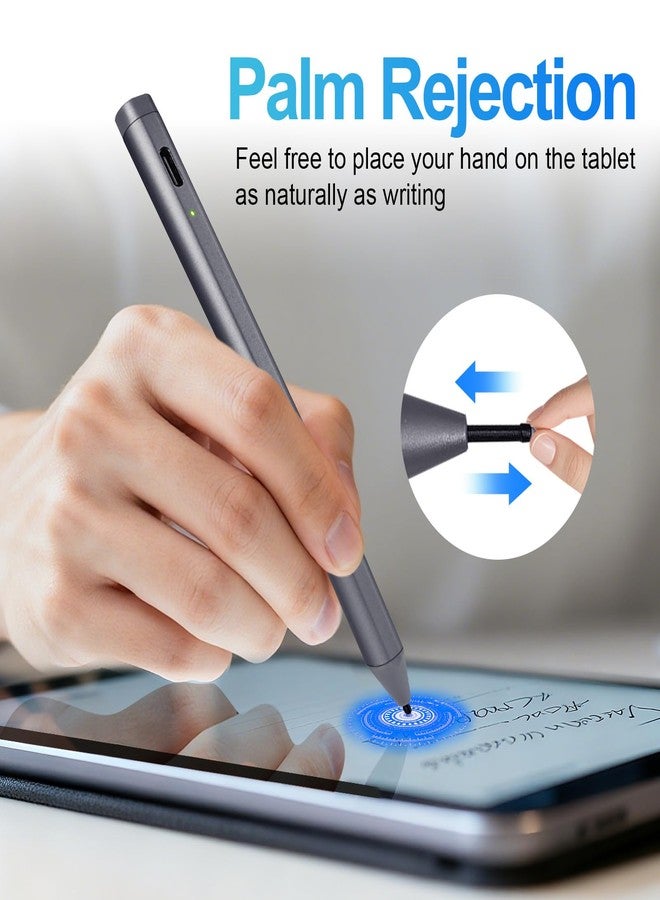 ايفاتش قلم EVACH USI 2.0 للأجهزة اللوحية Chromebook، مزود بخاصية الشحن السريع، وقلم مضاد لراحة اليد، متوافق مع أجهزة Chromebook مثل Acer Spin وASUS Flip وLenovo Duet/IdeaPad/Flex وAmazon Fire Max 11/Fire HD 10 وGoogle Pixel، باللون الرمادي. - Image 2