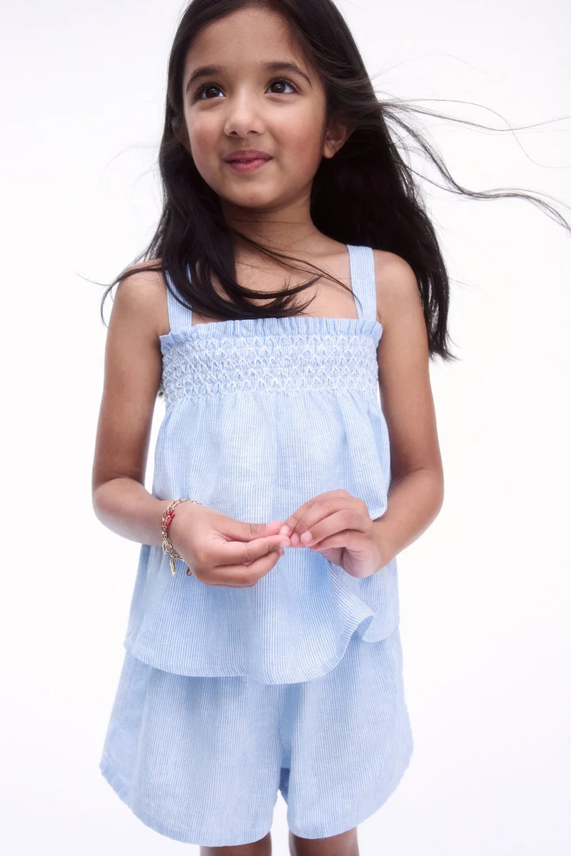 اتش اند ام طقم من قطعتين من مزيج الكتان