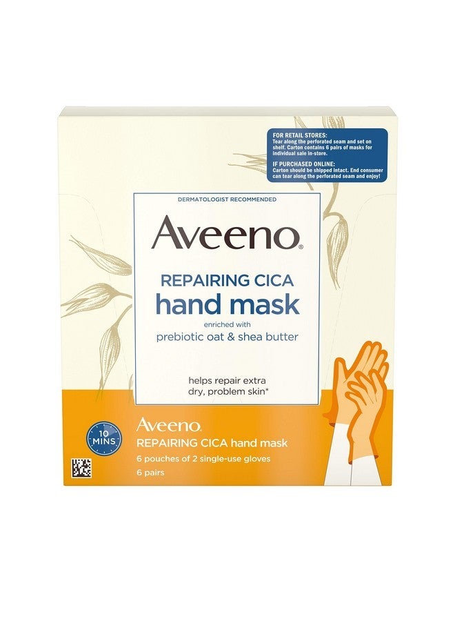 Aveeno Repairing Cica Hand Mask With Prebiotic Oat And Shea Butter, 6 Count - Image 1