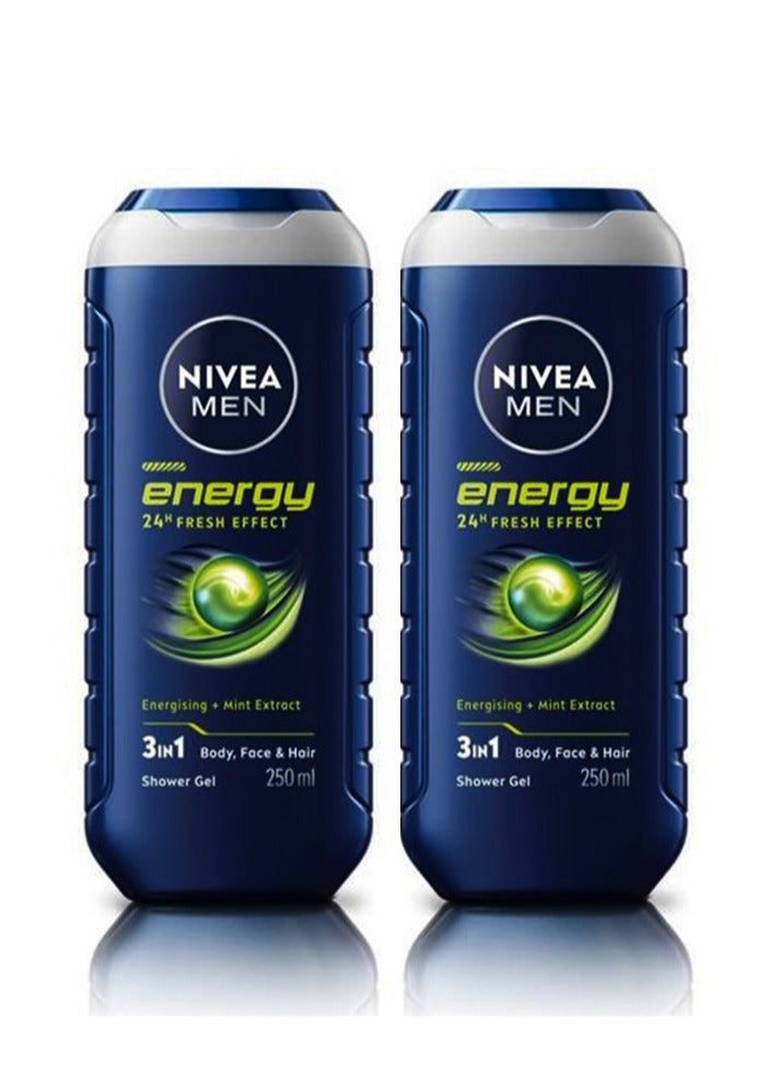 Nivea Pack Of 2 Nivea Energy Shower Gel 250ml - Image 1