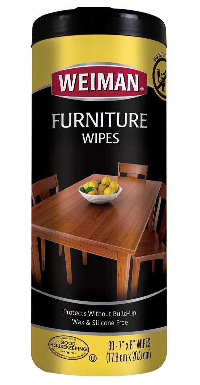 Weiman Furniture Wipes 30 Count – Wood Cleaner & Polish Wipes, Removes Dust, Dirt & Grime, Protects & Restores Shine, Safe for Tables, Cabinets & Finished Wood Surfaces - Image 1