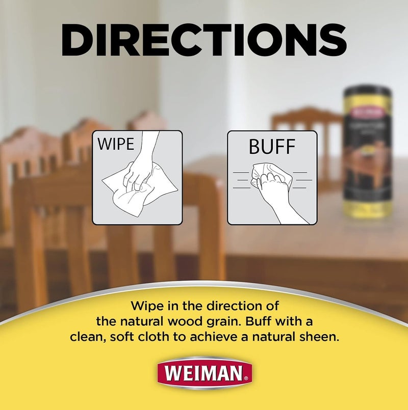 Weiman Furniture Wipes 30 Count – Wood Cleaner & Polish Wipes, Removes Dust, Dirt & Grime, Protects & Restores Shine, Safe for Tables, Cabinets & Finished Wood Surfaces - Image 3