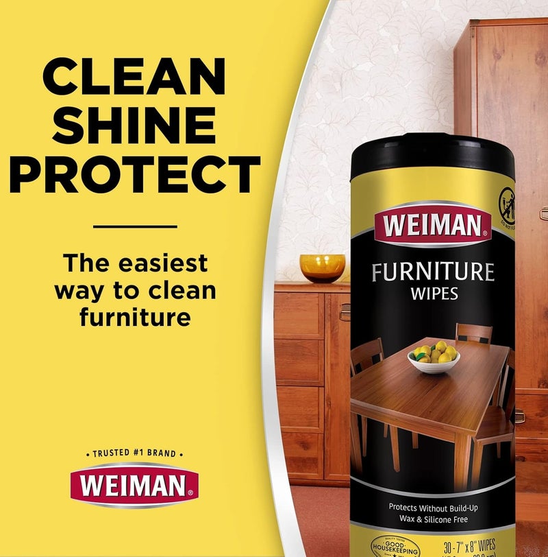 Weiman Furniture Wipes 30 Count – Wood Cleaner & Polish Wipes, Removes Dust, Dirt & Grime, Protects & Restores Shine, Safe for Tables, Cabinets & Finished Wood Surfaces - Image 4