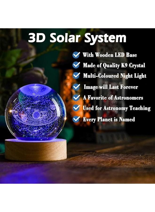 إيروريكس كرة بلورية للنظام الشمسي مقاس 60 مم، ديكور فلكي كوني وهدية للأطفال وهواة جمع نماذج الفضاء - Image 2