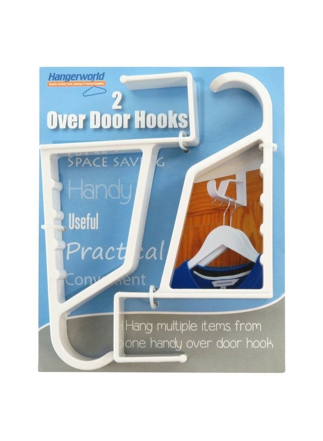 Hangerworld 6.9-Inch Super Strong Plastic Over The Door Hooks for Coats/Clothes/Towels, Pack of 2, White - Image 2