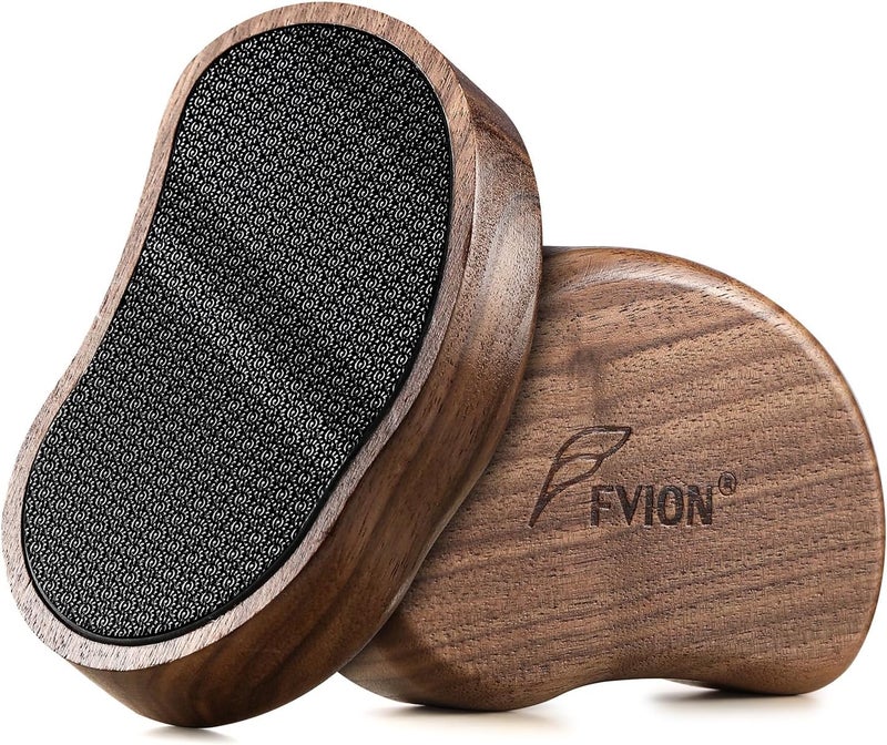 ملف القدم من FVION زجاج نانو مع مقبض من الخيزران - مقشر القدمين حجر الخفاف للقدمين - أداة بيديكور لطيفة لإزالة الكالو (بني)