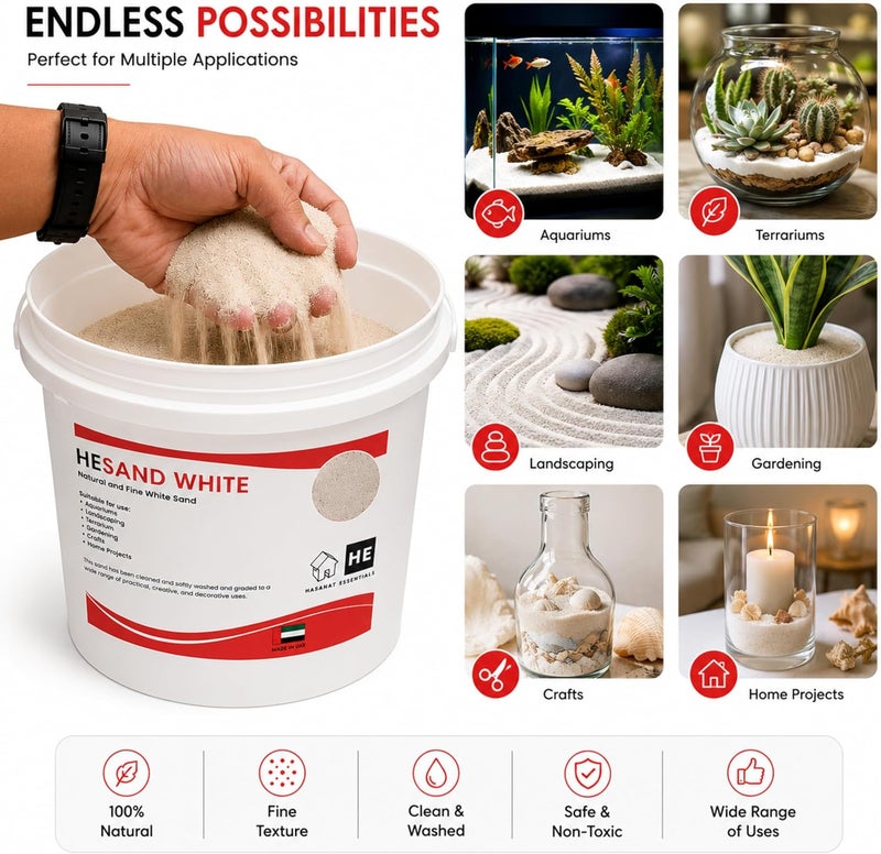 HASANAT ESSENTIALS Multi-Purpose Natural Sand Gravel Ideal for Construction flooring Aquariums Plants DIY Projects 5KG Sand Gravel Bucket Pack (White Sand 5 KG Bucket) - Image 3