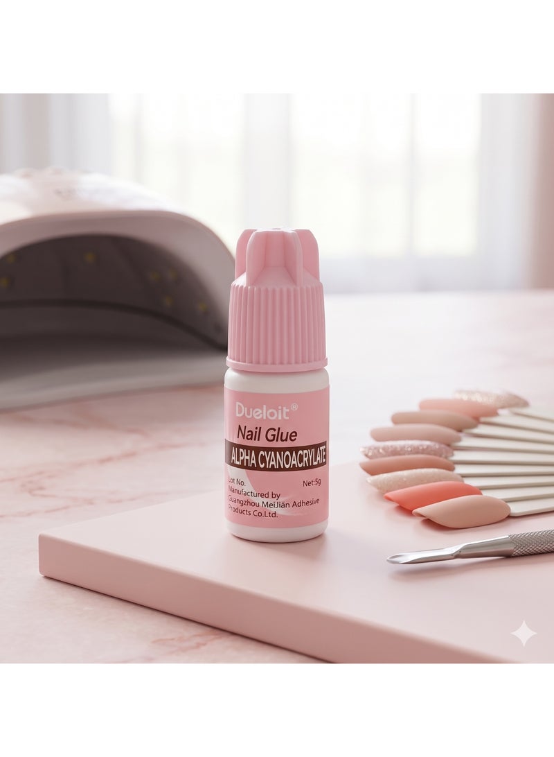 Dueloit 5g False Nails Glue For Nail Tip Professional False Nail Glue Extension Tips For Broken Adhesive Super For Press On Adhesive, Nail Strengthening DIY Nail Art Home Salon Use. - Image 2