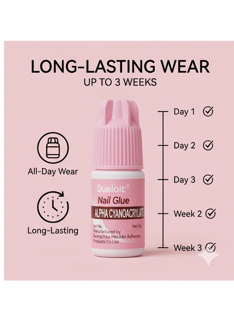 Dueloit 5g False Nails Glue For Nail Tip Professional False Nail Glue Extension Tips For Broken Adhesive Super For Press On Adhesive, Nail Strengthening DIY Nail Art Home Salon Use. - Image 4
