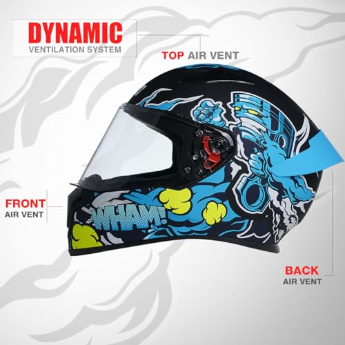 Studds Thunder D10 ISI and DOT Certified Full Face Graphic Helmet for Men and Women with Clear Visor and Painted Spoiler - Image 2