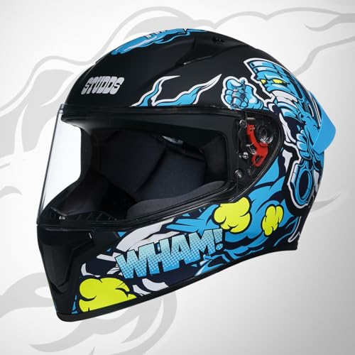 Studds Thunder D10 ISI and DOT Certified Full Face Graphic Helmet for Men and Women with Clear Visor and Painted Spoiler - Image 1
