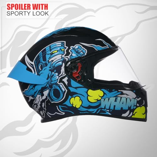 Studds Thunder D10 ISI and DOT Certified Full Face Graphic Helmet for Men and Women with Clear Visor and Painted Spoiler - Image 3