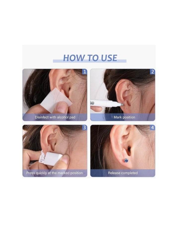 12 Pairs No Pain Ear Piercing Kit, Disposable Self Piercing Gun with 24Pcs Ear Studs & Cleaning Tools, Portable Nose Ear Piercer for Home Household Use, Safe Easy-to-Use Body Piercing Tools for Men Women（203） - Image 3