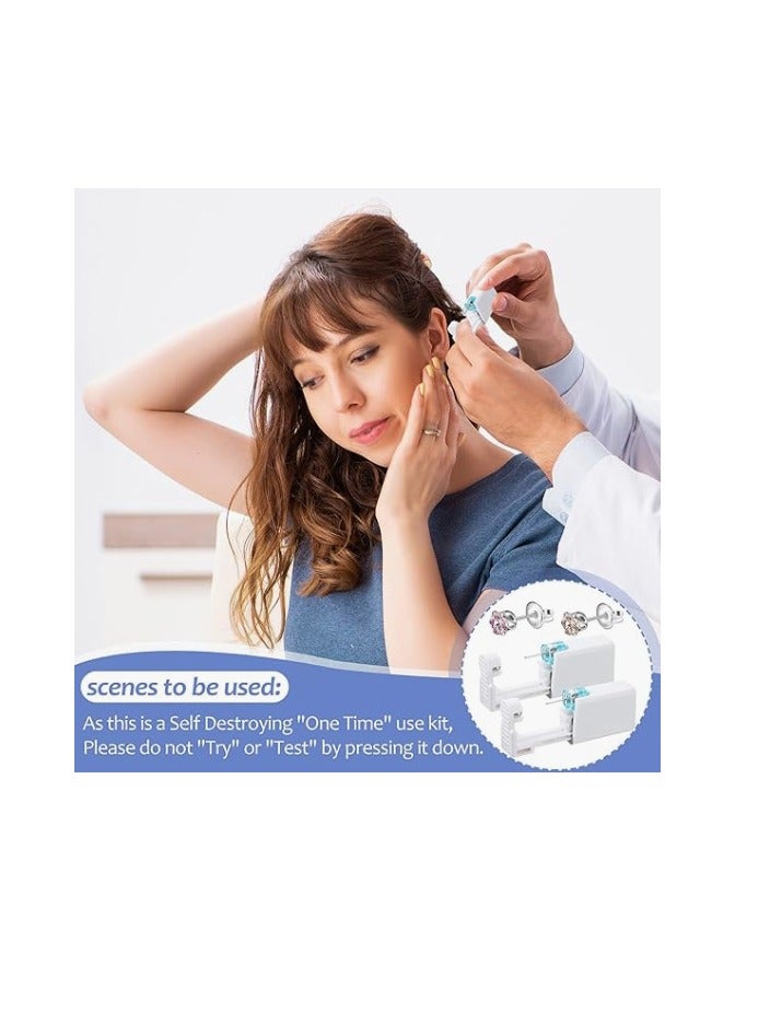 12 Pairs No Pain Ear Piercing Kit, Disposable Self Piercing Gun with 24Pcs Ear Studs & Cleaning Tools, Portable Nose Ear Piercer for Home Household Use, Safe Easy-to-Use Body Piercing Tools for Men Women（203） - Image 4