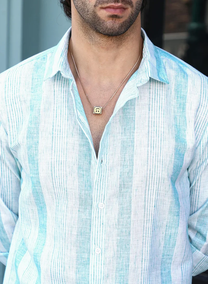 Campus Sutra Men's Sky Blue Pincandy-Striped Regular Shirt