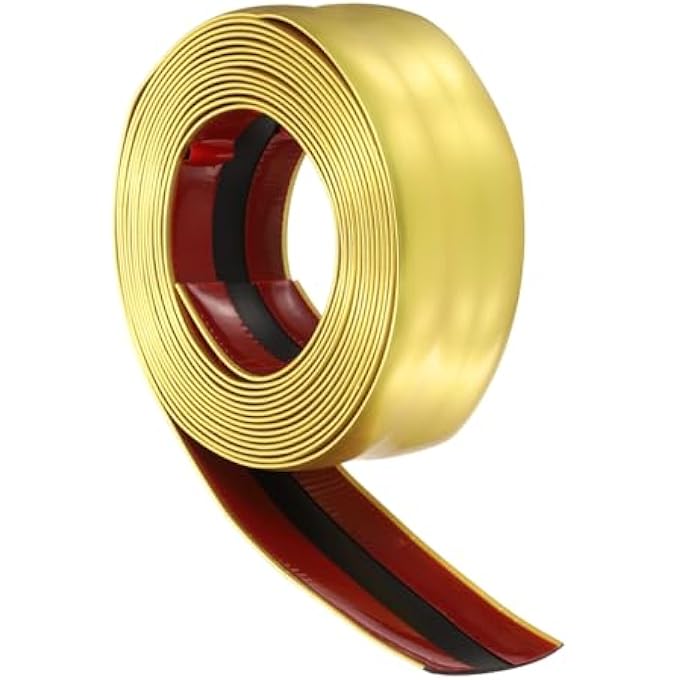 16.4FT X 1.97" WALL TRIM PEEL AND STICK MOLDING TRIM FRAME, FLEXIBLE PVC SELF ADHESIVE DIY ACCENT STRIP FOR WALL, CEILING, FLOOR, CABINET, TILE, EDGE, BORDERS, MIRROR, MATTE GOLD - Image 1