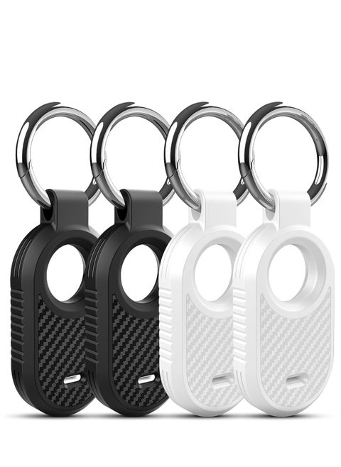 4 Pack SmartTag Protective Cover, 2 Holder, Advanced Materials Anti-Drop, No Block Signals/Sound, with Carbon Fiber Pattern Designed for Samsung Galaxy SmartTag 2 Case Keychain Smart Tag 2 Case