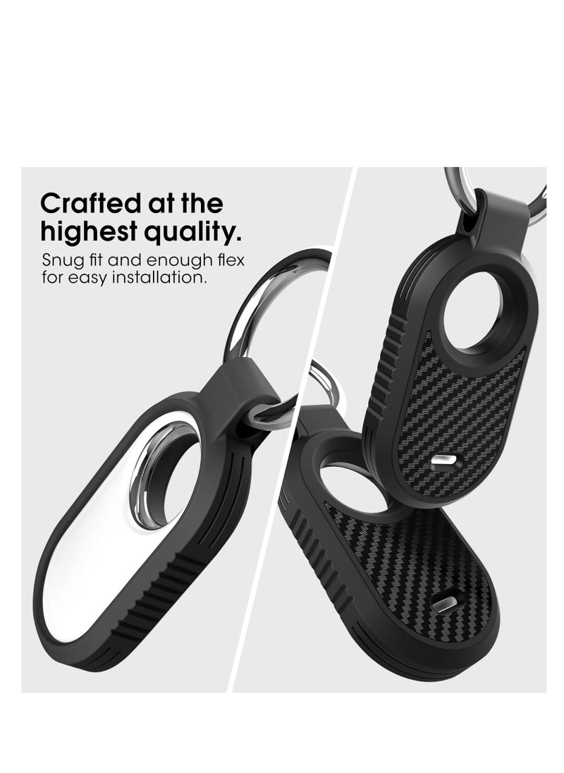 4 Pack SmartTag Protective Cover, 2 Holder, Advanced Materials Anti-Drop, No Block Signals/Sound, with Carbon Fiber Pattern Designed for Samsung Galaxy SmartTag 2 Case Keychain Smart Tag 2 Case