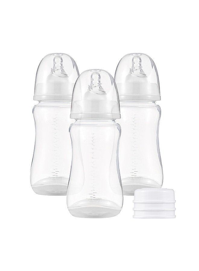 Baby Bottles with Silicone Nipple Storage Cover Breastfeeding Bottles for Baby Food Grade PP Milk Storage Bottles 300ml Capacity - Image 1