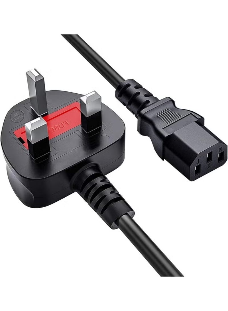 UK 3-Pin Power Cable 1.5M — IEC C13 Kettle Lead with Fuse — Compatible with Desktop PC, Monitor, Printer, TV, UPS, Server — Black - Image 5