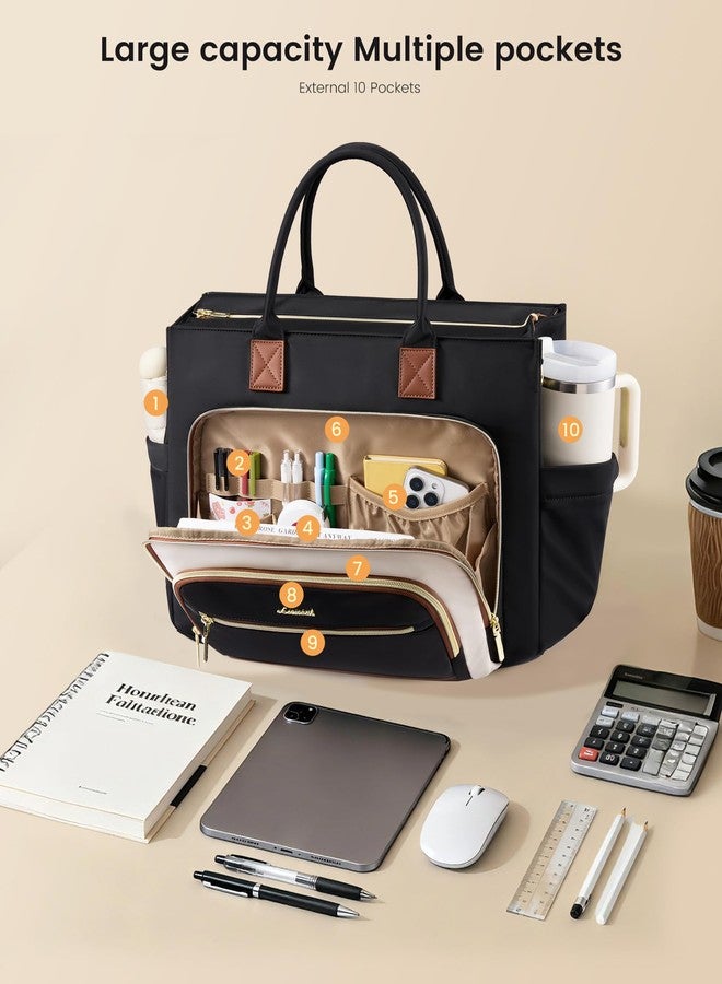 LOVEVOOK Insulated Lunch Bag,2-in-1 Work Tote Bag with Lunch Compartment,Large Capacity Professional Work Bag for Women,15.6 Inch Laptop Bag with Cup Holder for Teacher,Nurse,College,Office,Travel - Image 5