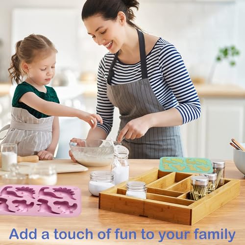 Nexolia 3Pcs Silicone Dinosaur Molds - Chicken Nugget, Popsicle & Chocolate Candy Maker -Non-Stick, Suitable for Children's Snacks, Parties, and Creative Cooking Dinosaur Molds（3 Colors） - Image 4