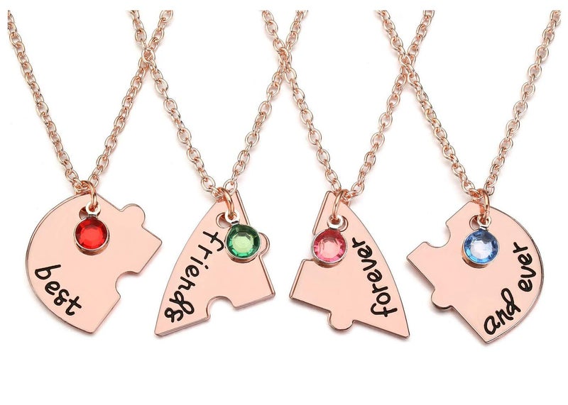 Jovivi Best Friends Forever and Ever Necklaces for 4 Alloy Heart Puzzle Pieces BBF Friendship Pendant Necklace Best Friends Jewelry - Image 2