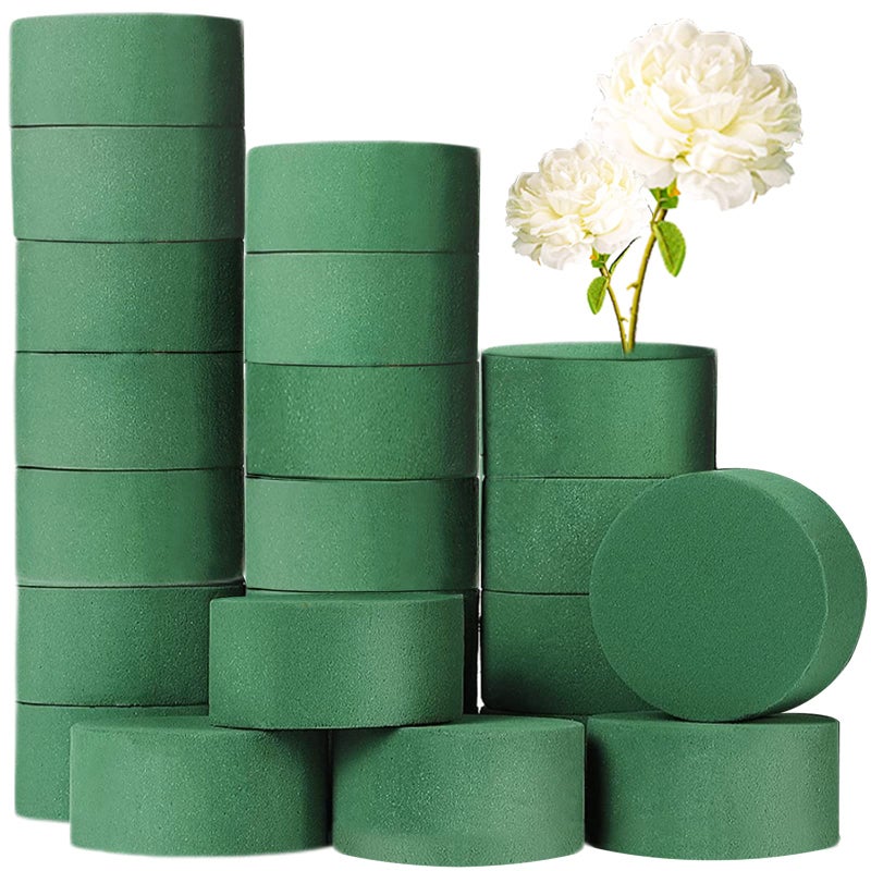 20 PCS Round Floral FoamGreen Wet Foam BlockWet Florist Floral Foam Block Flower Arrangement Supplies for Wedding Aisle FlowersParty Decoration